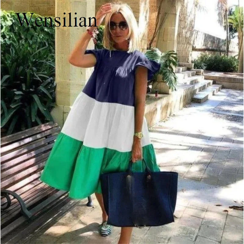 

Платье женское с оборками и коротким рукавом, шикарный пляжный Повседневный праздничный сарафан свободного покроя, лето 2021