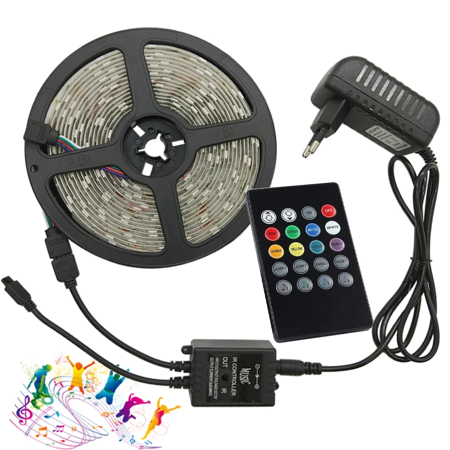 Цветная (RGB) Светодиодные ленты светильник 5050 SMD 5 м 10 светодиодный лента