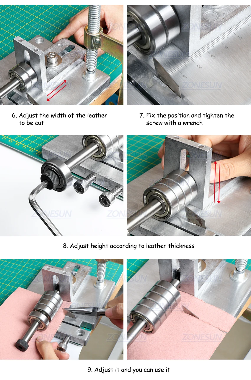 ZONESUN Leather Strip Cutter Splitter Paring Tool Strip Cutting Machine Leather Skiver for Bag Handle Guitar Straps Bracelet