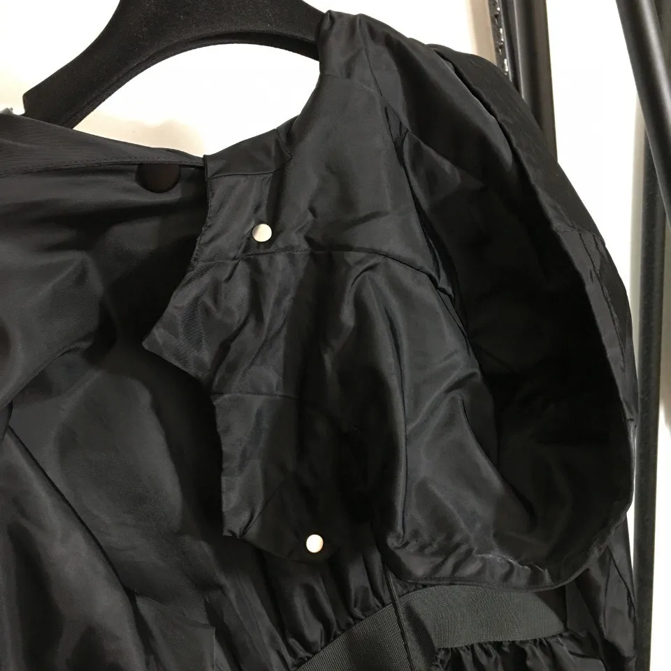 

High Quality Luxury Women New Slim Long Sleeve Jacket with Zipper Pocket Jacket Belt Can Removable Cap