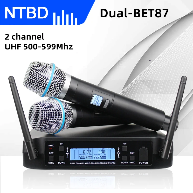 Беспроводной микрофон NTBD GLXD4 BETa87a, двухканальный профессиональный УВЧ микрофон beta87 для вечерние Ринок, караоке, церкви, шоу, встреч