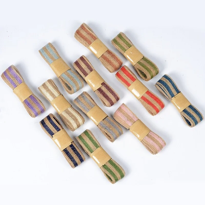 

2meters 2.5cm Wide Color Burlap Wired Ribbon for Home Decor, Gift Wrapping, DIY Crafts