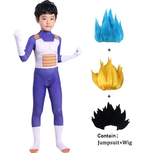 halloween anime vegeta cosplay costume baby children super blue battle spandex party jumpsuit costume for adult kid free global shipping