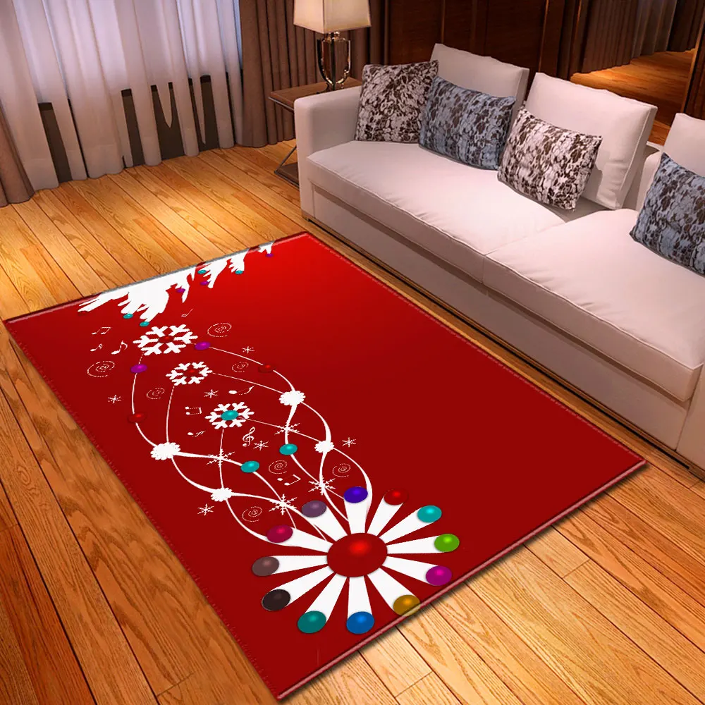 

Happy Christmas Living Room Carpet Bedside Home Decoration Rug Children Room Play Mat Soft Flannel Xmas Tree Parlor Area Rug