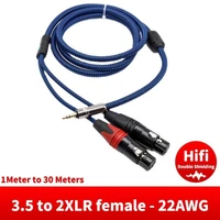 stereo mini jack 3 5mm male to dual xlr female 3 pin plug audio cable for pc mixer console amplifier speaker shielded cords