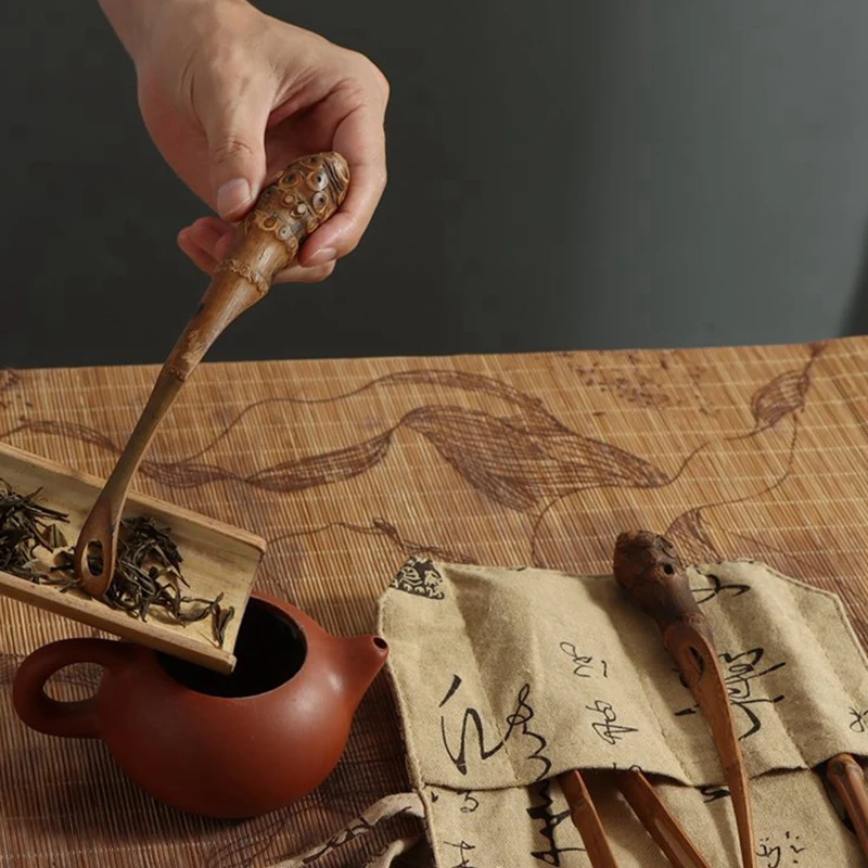 

Natural Bamboo Tea Tools Teaware Set Include Needle Spoon Clip Tea Infurse Vintage Handmade