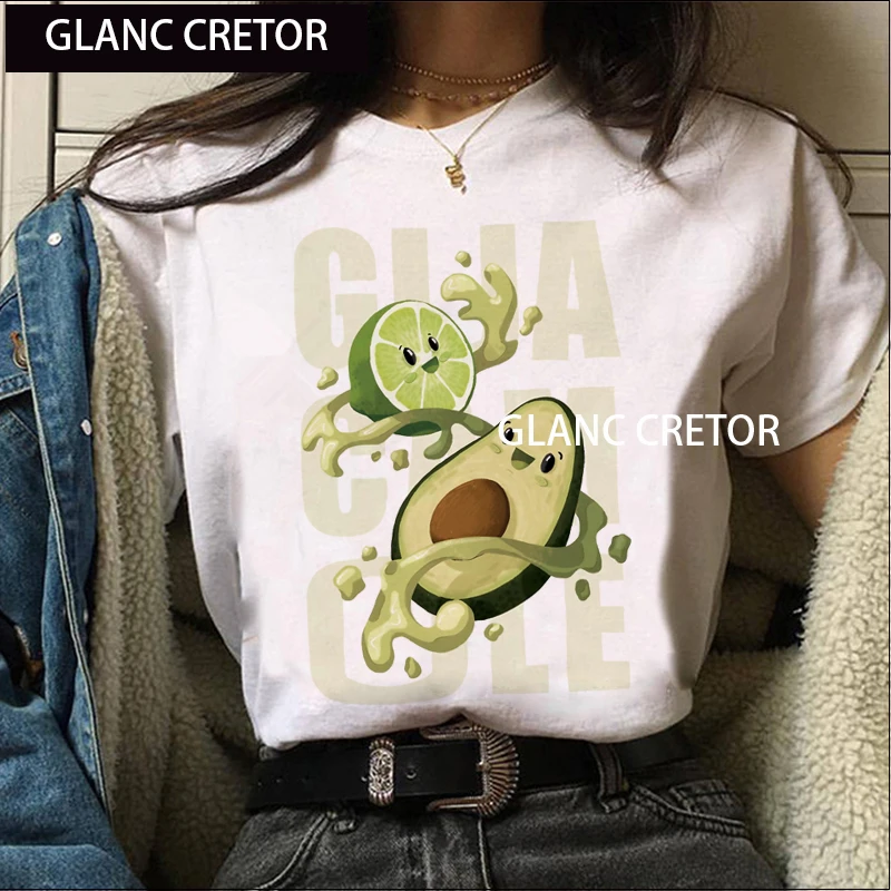 

Harajuku Avocado Cute Anime Tshirt Kawaii Top Tees Female Graphic T Shirt Women Summer Ullzang Korean Style T-shirt