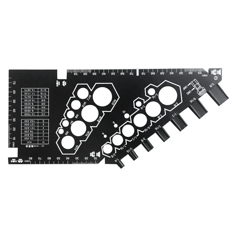 

23,7x10,7 см удобный в использовании измеритель размера резьбы болта гайки (стандарт и метрические дюйма)