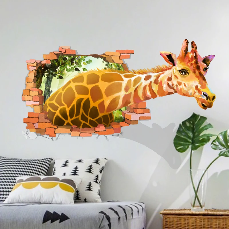 

3D Giraffe Animal Wall Sticker Background Decoration Emulation Home Decor Living Room Decals Art Wallpaper Poster
