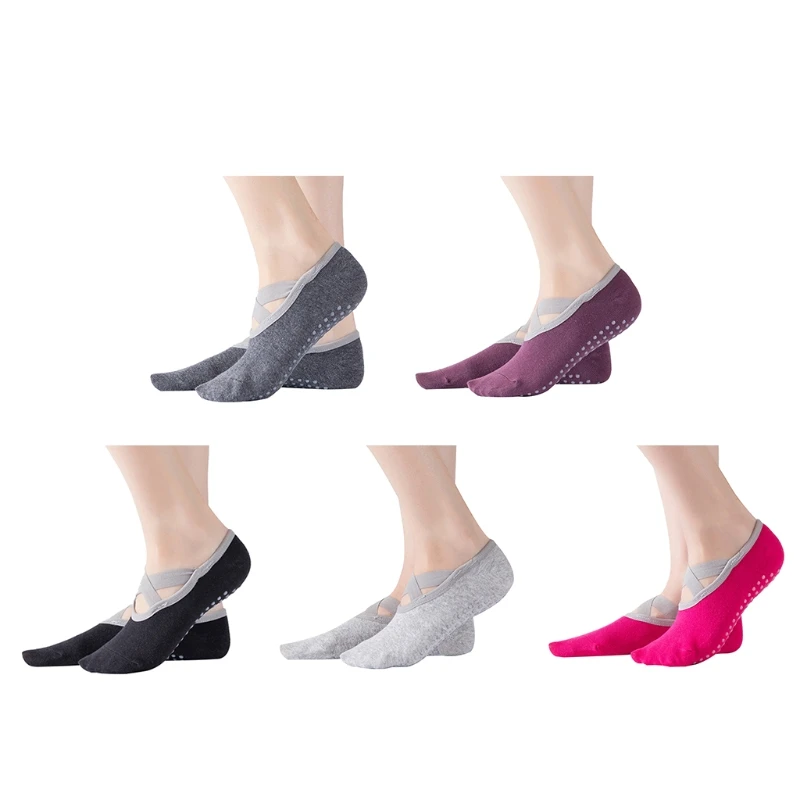 

Women Girls Professional Yoga Pilates Short Ankle Towel Socks Anti Slip Rubber Dots Hollow Out Open Top Backless Breathable