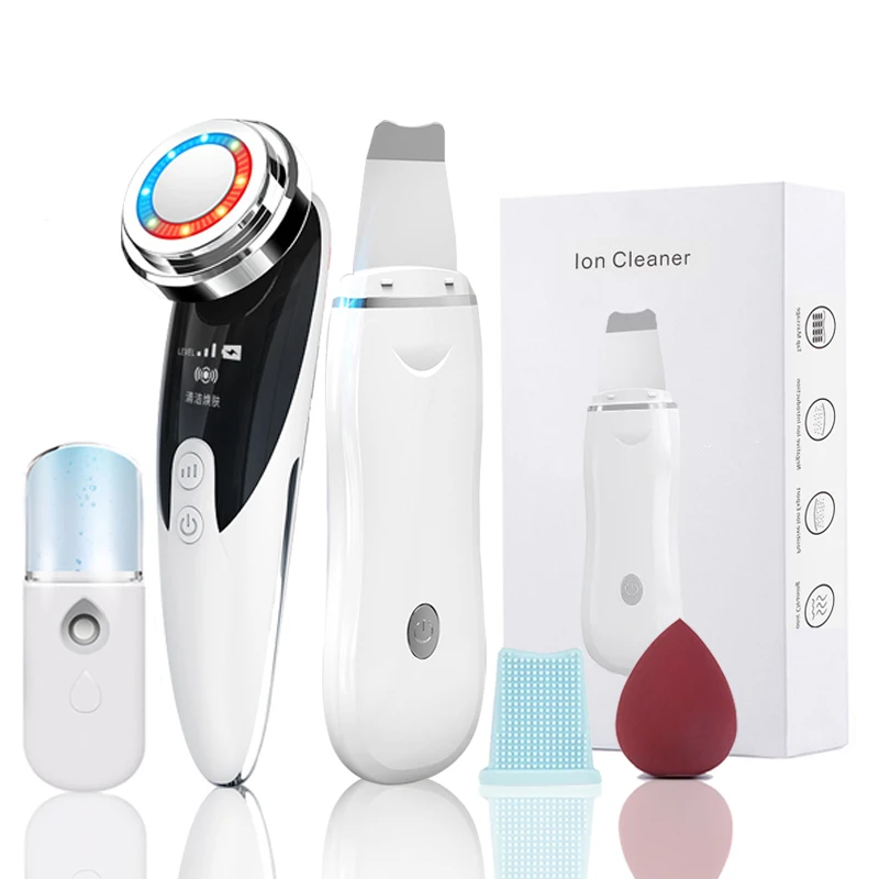 

Ultrasonic Skin Scrubber Kit Vibration Face Spatula Blackhead Remover EMS LED Facial Massager Cavitation Peeling Facial Lifting