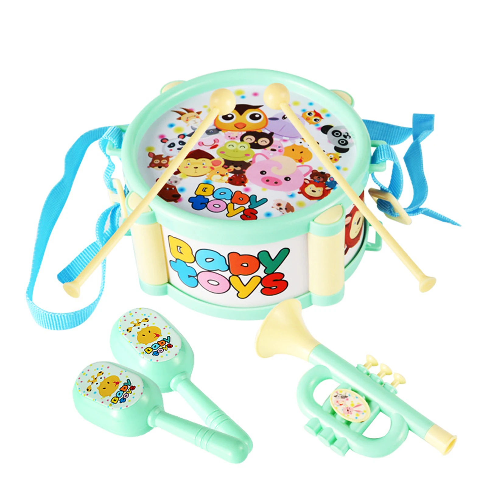 

Children Drum Toy Music Percussion Instrument Band Kit Sand Hammer Toy Early Learning Educational Toy Baby Kids Children Gift