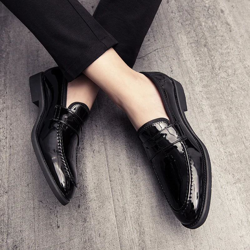 Туфли мужские кожаные без застежки дышащие кроссовки Мокасины плоская подошва