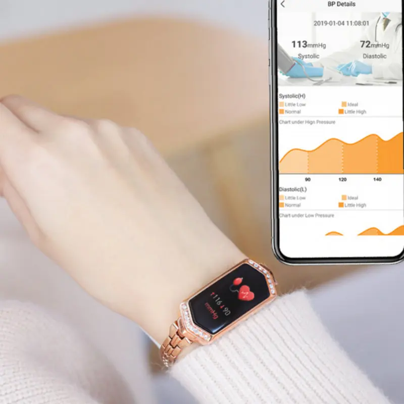 B78 женский умный Браслет фитнес браслет пульсометр тонометр часы трекер для Android