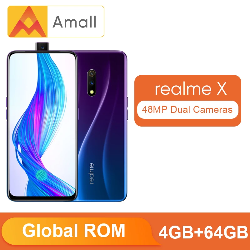 Realme X 4 ГБ ОЗУ 64 Гб ПЗУ 6 53 ''полноэкранный мобильный телефон с всплывающей