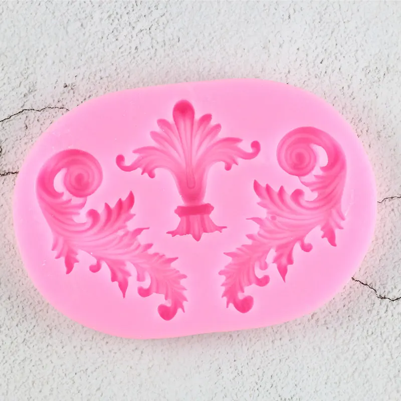 Прокрутки рельефа силиконовые формы для выпечки листья помадка кекса торт
