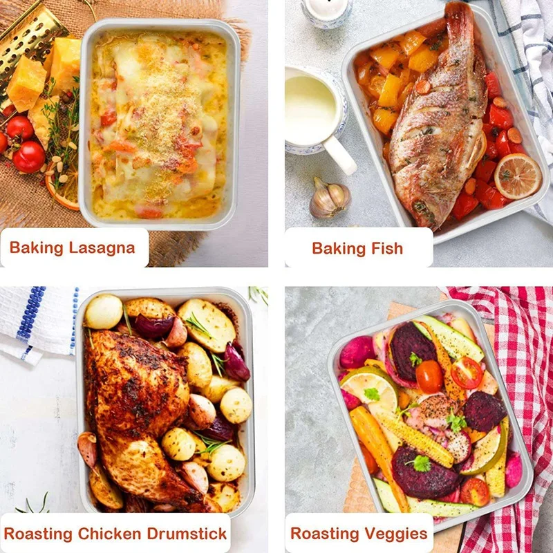 

Small Lasagna Pan Set 3, Rectangular Cake Pan, Stainless Steel Roaster Pasta Baking Cookie Sheet Pan