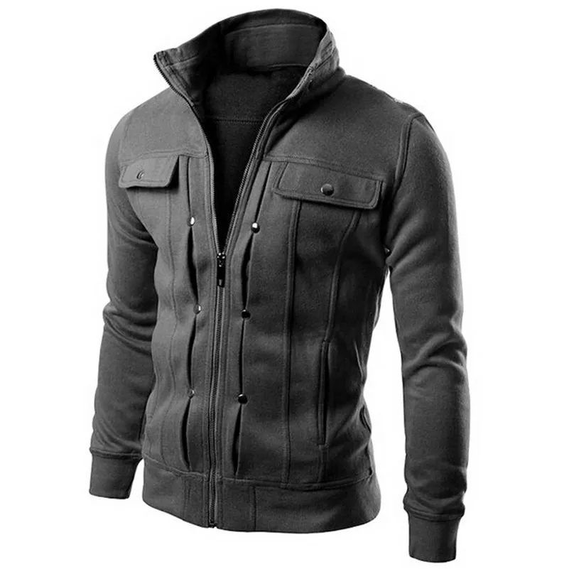 Весна и осень водолазка с длинным рукавом на молнии повседневные мужские