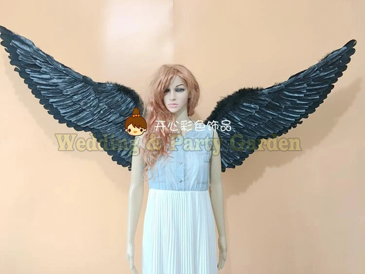 Оригинальные удивительные Белые Черные крылья с ангельскими перьями для косплея