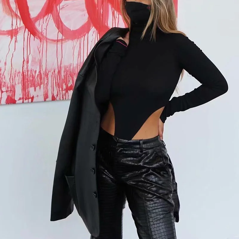

Autumn New Style Female European And American Style Sexy Tight Waist High-Neck Long-Sleeved Women Jumpsuit