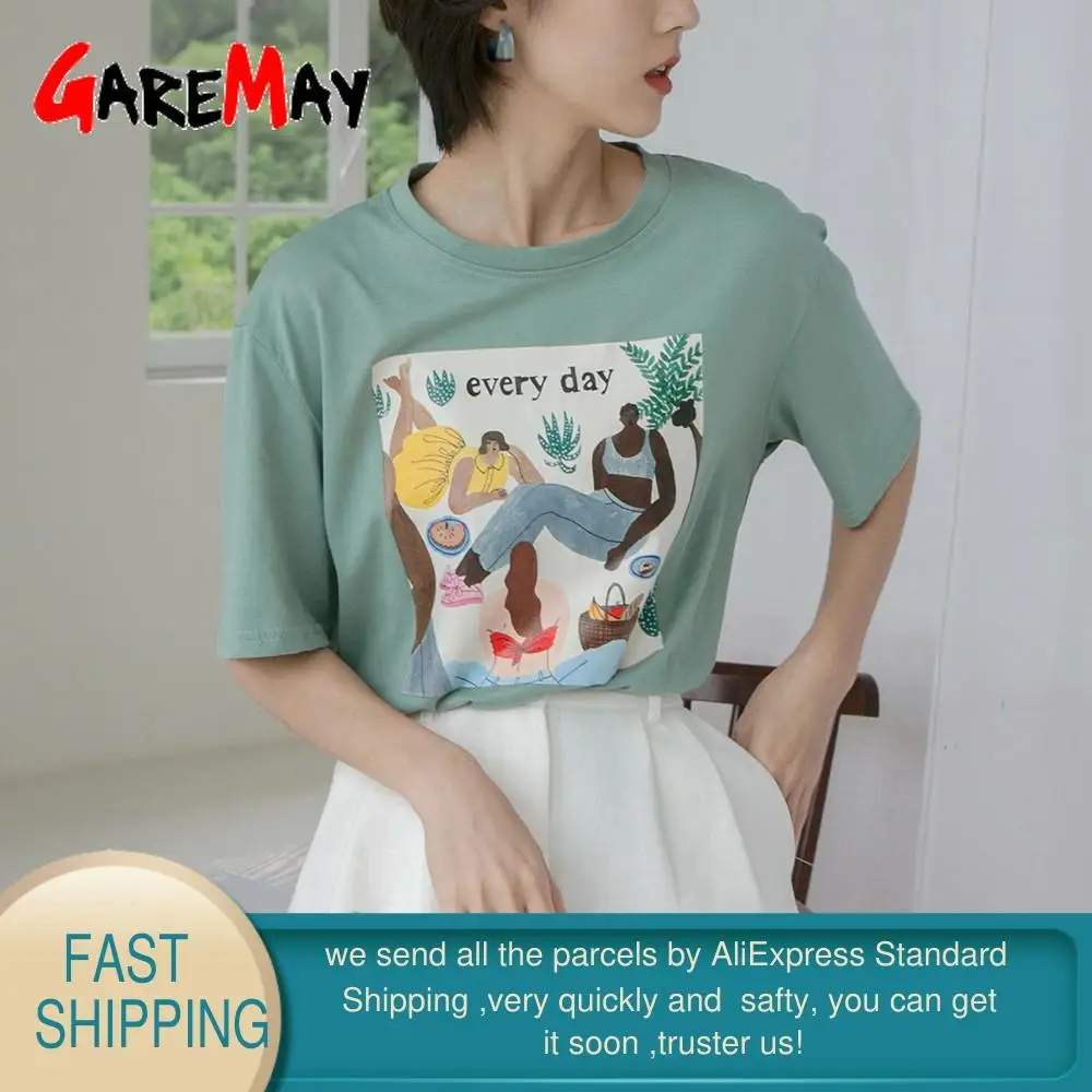 Белая футболка с коротким рукавом Женская хлопковая Футболка круглым вырезом