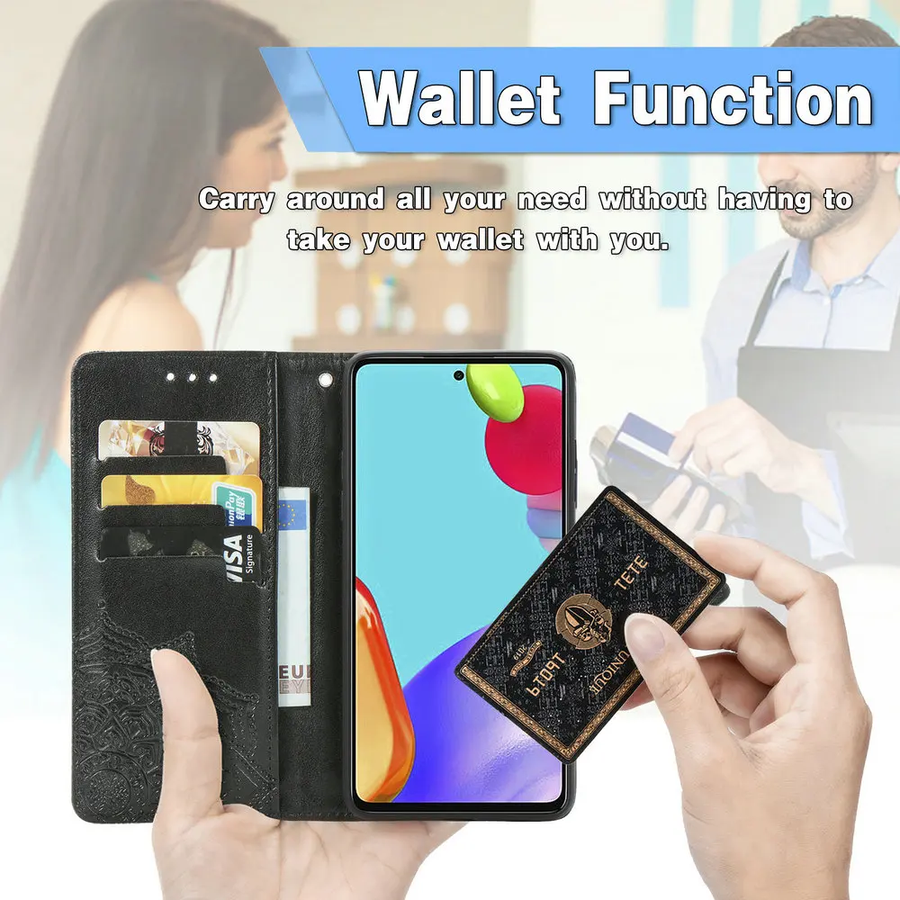 mandala leather card slot wallet phone case for samsung galaxy a12 a02s a42 5g 2020 a 12 52 a32 a52 a72 flip cover shell coque free global shipping