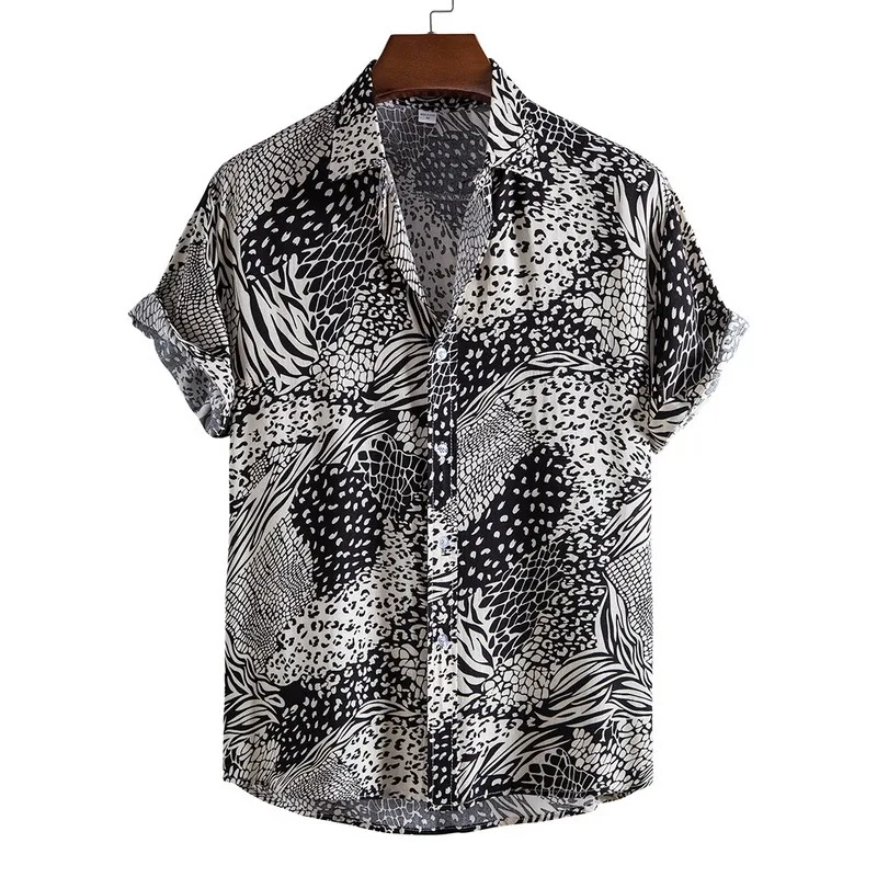

Fashion Dot Mens Hawaiian Beach Shirts 2021 Summer New Short Sleeve Floral Print Tropical Aloha Shirts Holiday Vacation Clothing