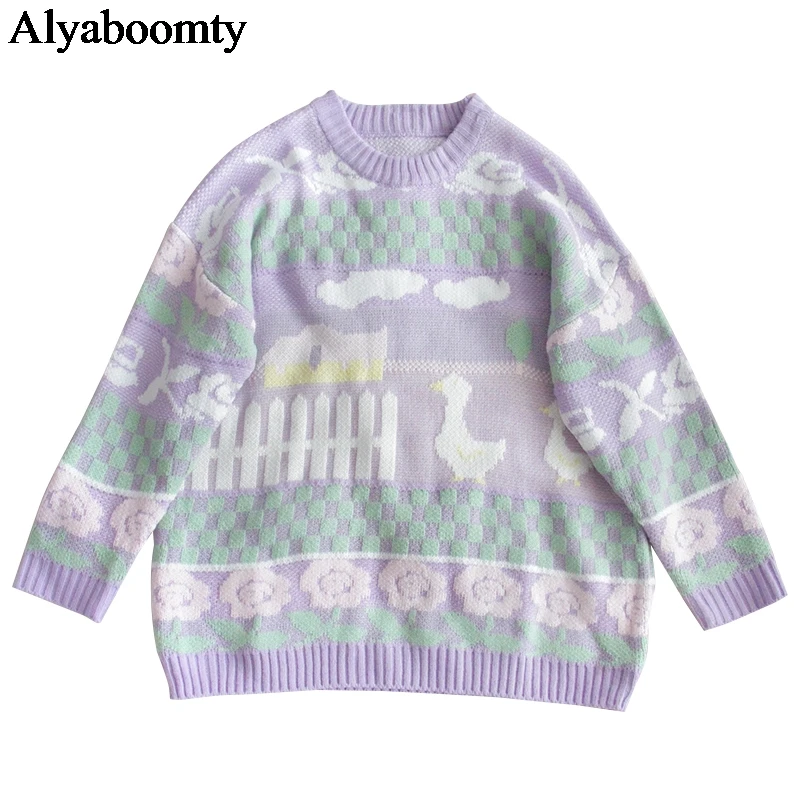 Новинка женский свитер в японском стиле девушки Мори на осень и зиму вязаный