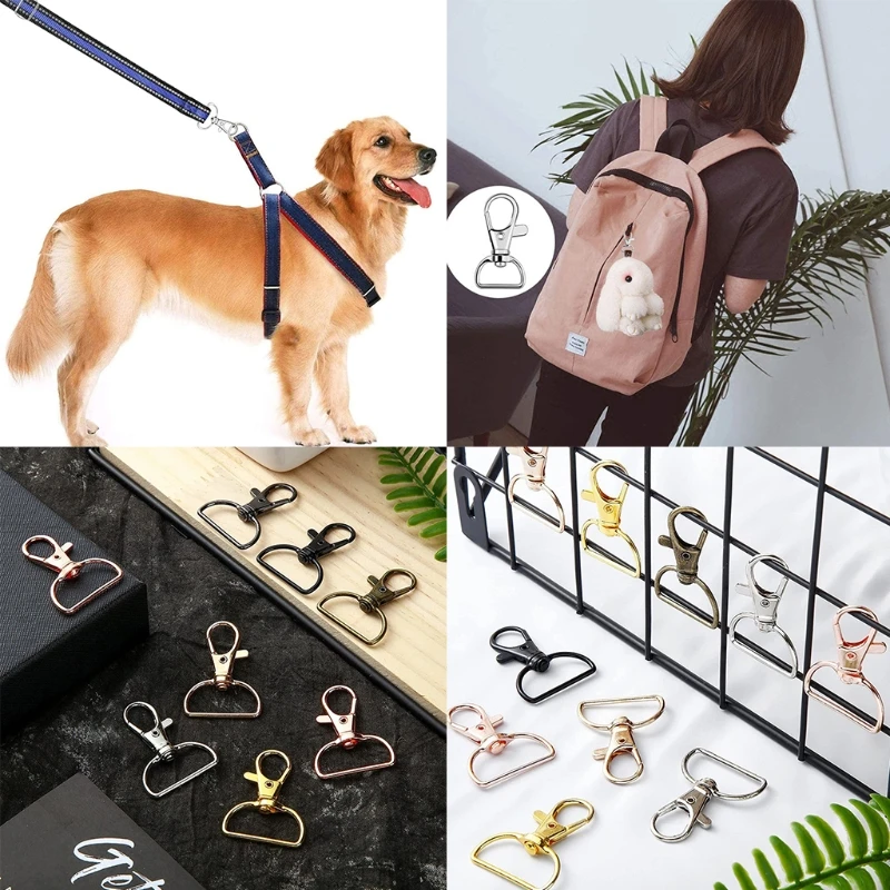 

35 Pieces Swivel Clasps Lobster D Rings Lanyard Snap Hooks Keyrings Pendant Spring Pet Buckle for Keychain DIY Craftings