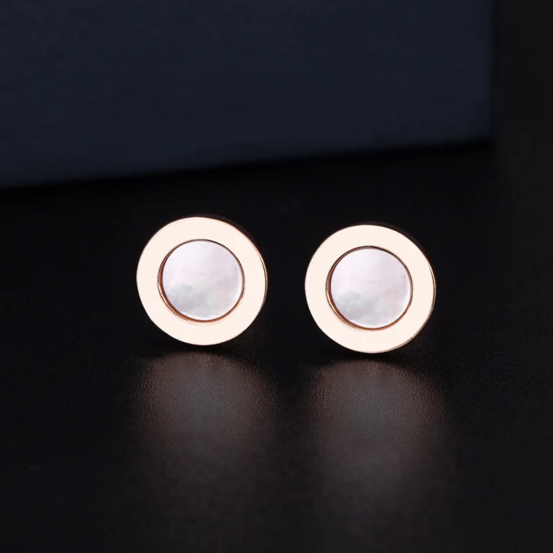 

S925 Sterling Silver Earrings Brand Round Black White Shell Earrings Luxury Brand With Full 1:1Original Fashion Women Jewelry