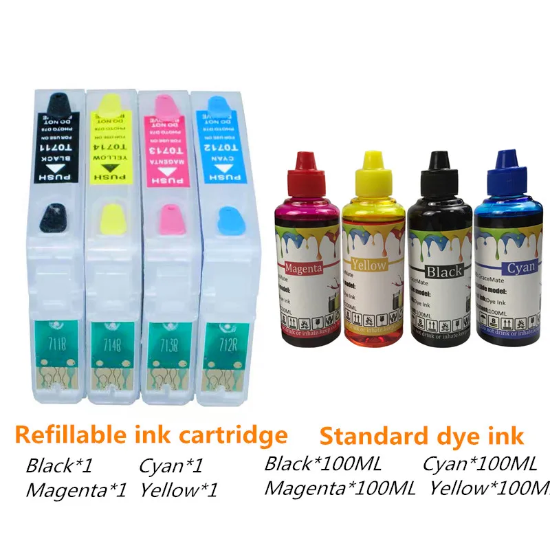 Многоразовый картридж T0711 T0715 для принтера EPSON Stylus SX110 SX215 SX218 SX400 SX405 SX405WiFi SX410 SX415 DX7400