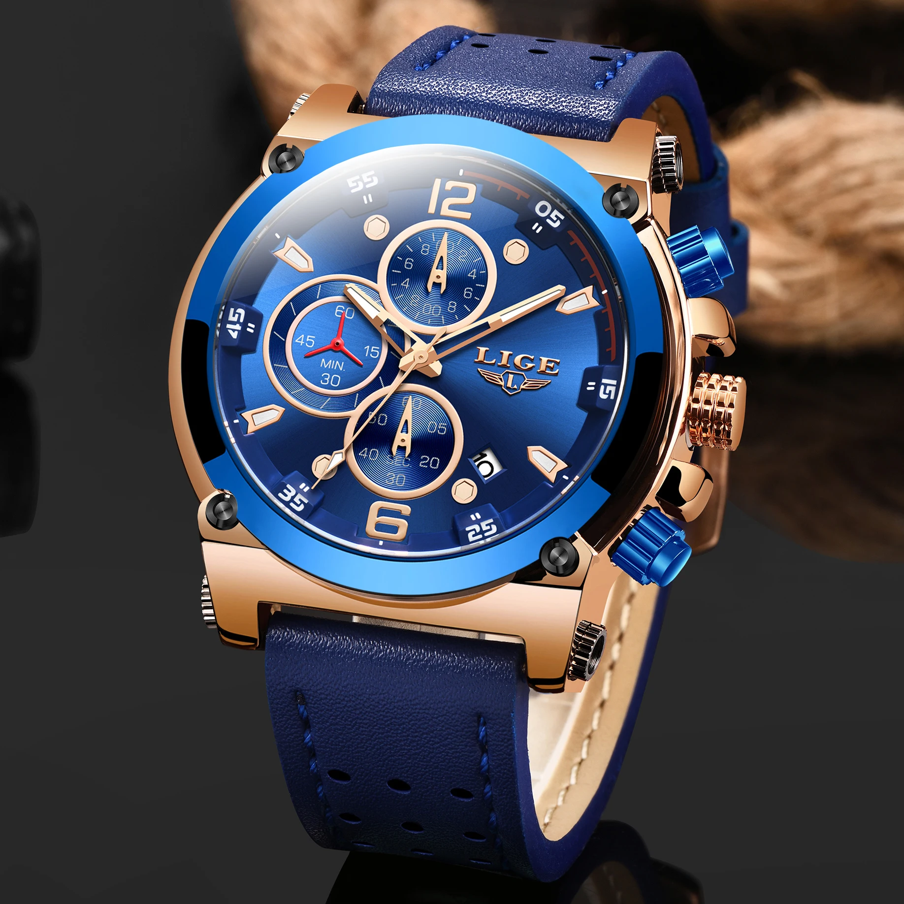 Relojes hombre LIGE мужские часы Топ бренд роскошные спортивные кварцевые повседневные с