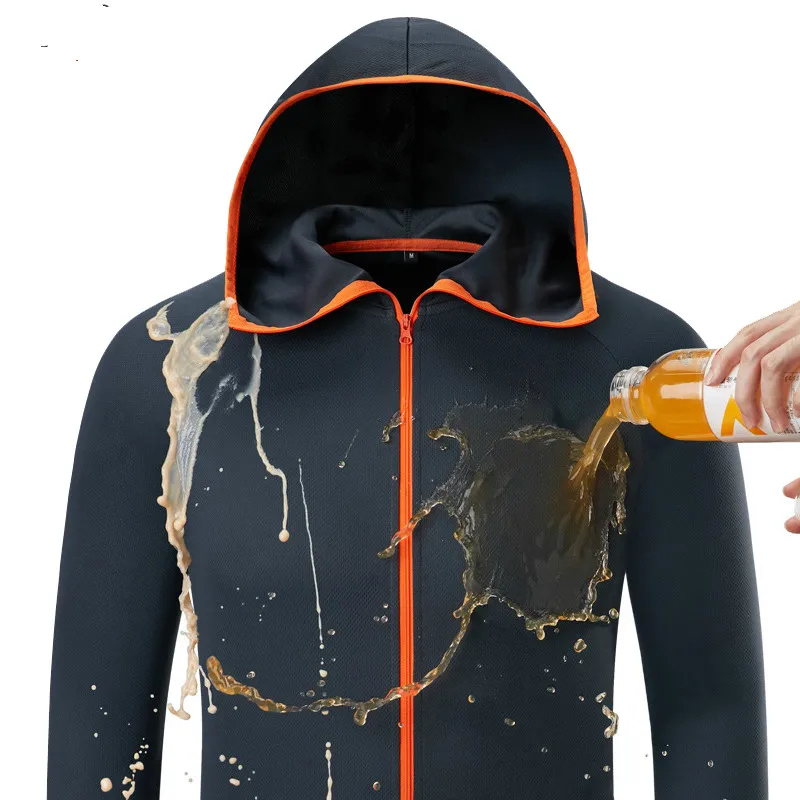 

Summer Lightweight Waterproof Hoodie Jacket Men Quick Dry Skin Coat Casual Thin Breathable Ice Silk Outwear windbreaker M-4XL