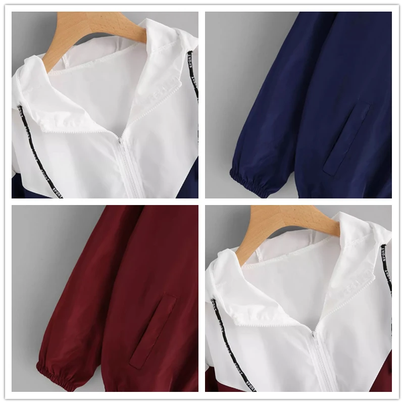 JDDTON Женская куртка с капюшоном в стиле пэчворк ветровка цветная блочная весенне