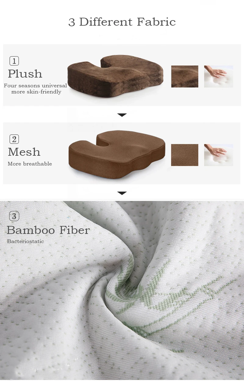 2 в 1 Подушка для сиденья из бамбукового волокна с эффектом памяти задняя подушка