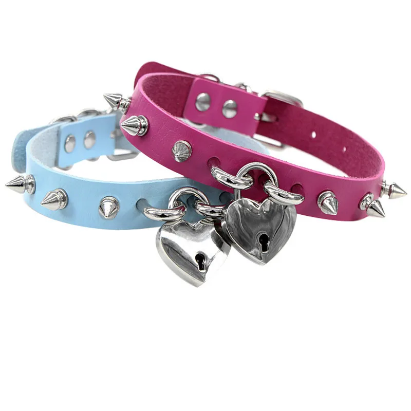 Женский ошейник в стиле панк черный из искусственной кожи с шипами готический