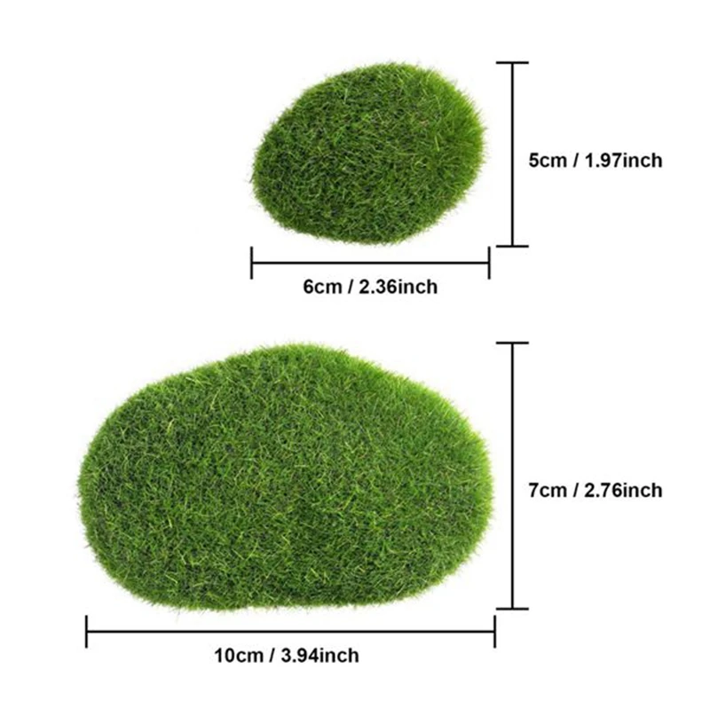 

40 Pieces 2 Sizes Artificial Moss Rocks Decorative Faux Green Moss Covered Stones