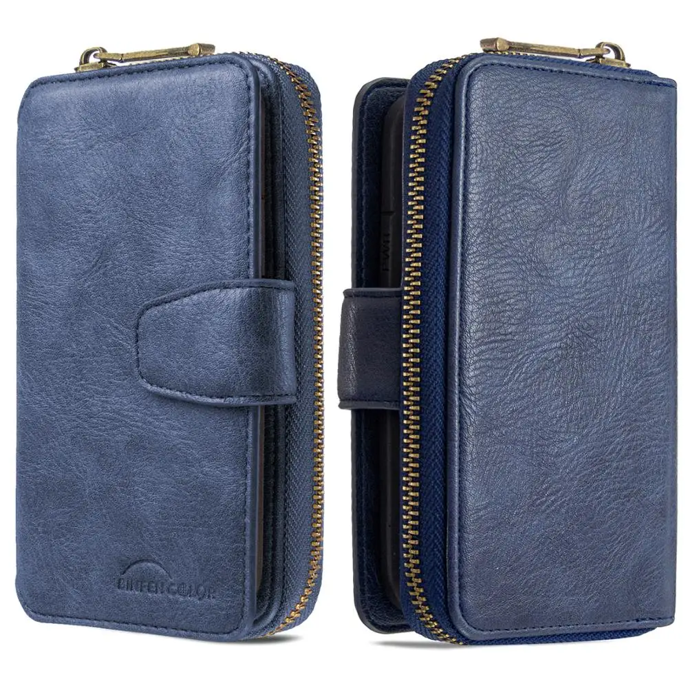 

Luxury Multiple Slots Case For Huawei Y72019 Zipper Wallet Card Bags Huwei Y 7 2019 Women Man Universal Phone Y72019 Cases