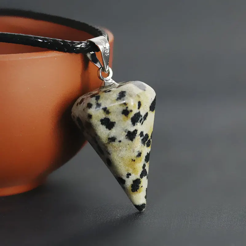 Мужские и женские цепочки из натуральной кожи ожерелье с кулоном конического