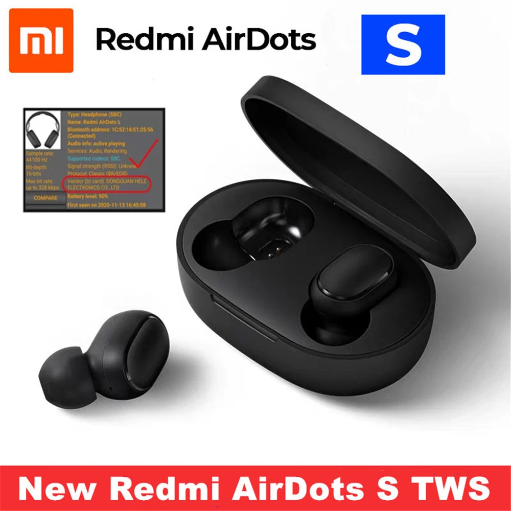 

Беспроводные наушники Xiaomi Redmi AirDots S, Bluetooth 5,0, TWS наушники, левый и правый режимы низкого задержки, Bluetooth 5,0, шумоподавление