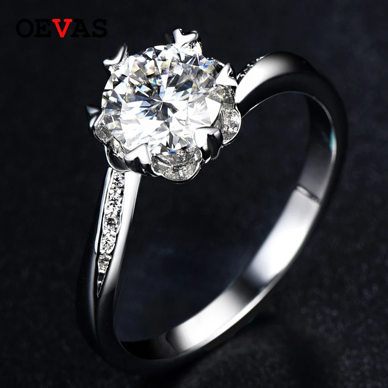 

Обручальные вечерние ЦА OEVAS, серебро 100% пробы 925 пробы, 1 карат муассанит