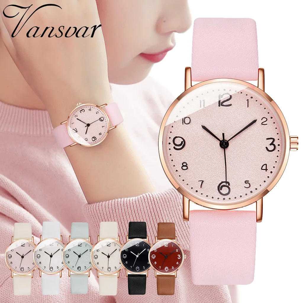 

vansvar Women's Casual Quartz Leather Band Newv Strap Watch Analog Wrist Watch Relogios Feminino Fashions Luxury Ladies Watch