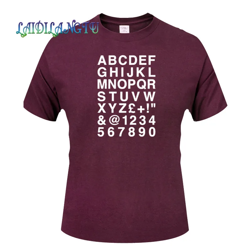 

Hot Alphabet Letters & Numbers Casual Short Sleeve Printed T-Shirt Men Cotton Top Tees Summer Fashion Clothes