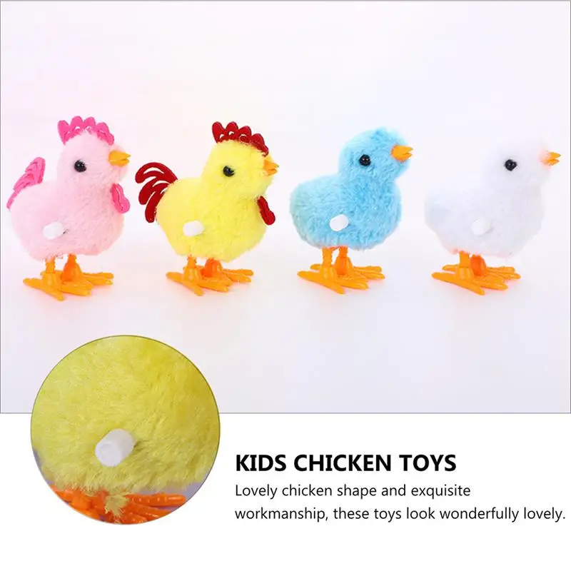 

6pcs Chicken Plush Toys Children Wind-up Playthings Interesting Clockwork Toys