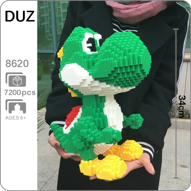 DUZ 8620 Видео Игра Супер Марио Йоши большой Монстр 3D модель DIY Мини строительные блоки кирпичи игрушка для детей 34 см высотой без коробки