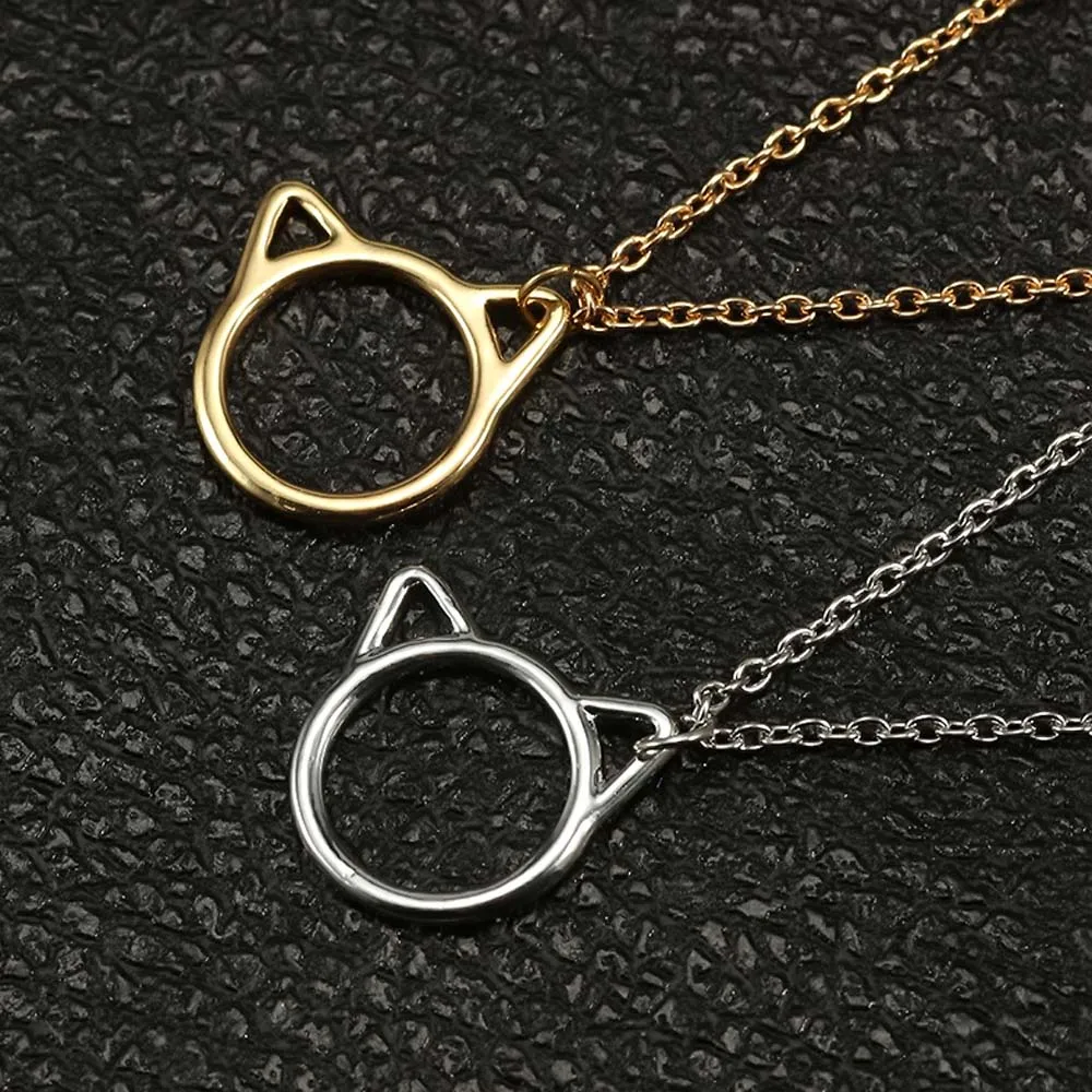 Модные Простые подвески в виде кошачьих ушей металлическая длинная цепочка