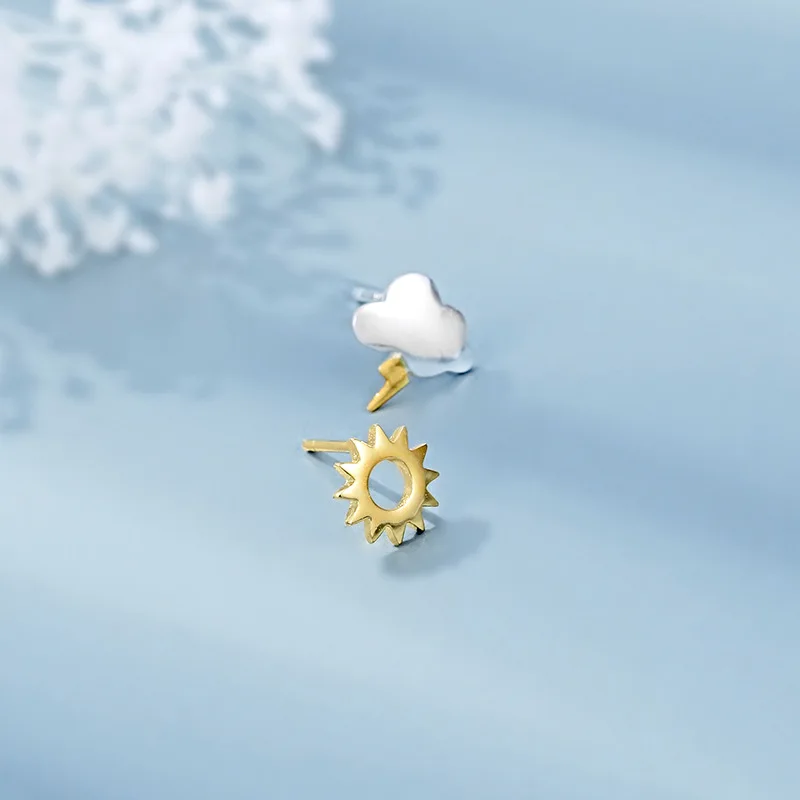 Hemiston 925 пробы Серебряные серьги простые солнца облаков серьги|Серьги-гвоздики| |