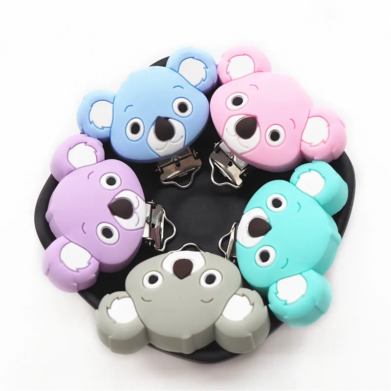 

Chenkai 50PCS Silicone Koala Clips DIY Baby Teether Pacifier Dummy Chain Holder Soother Nursing Jewelry Toy Clips BPA Free