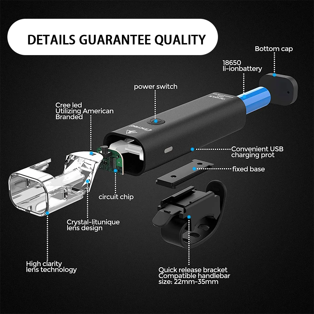 

Bike Light Headlight Bicycle Handlebar Front Lamp MTB Rode Cycling USB Rechargeable Flashlight Waterproof Safety Tail Light