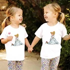 Футболка Золушки Диснея принцессы Харадзюку, повседневные белые топы для девочек, детские футболки, новая летняя повседневная детская футболка
